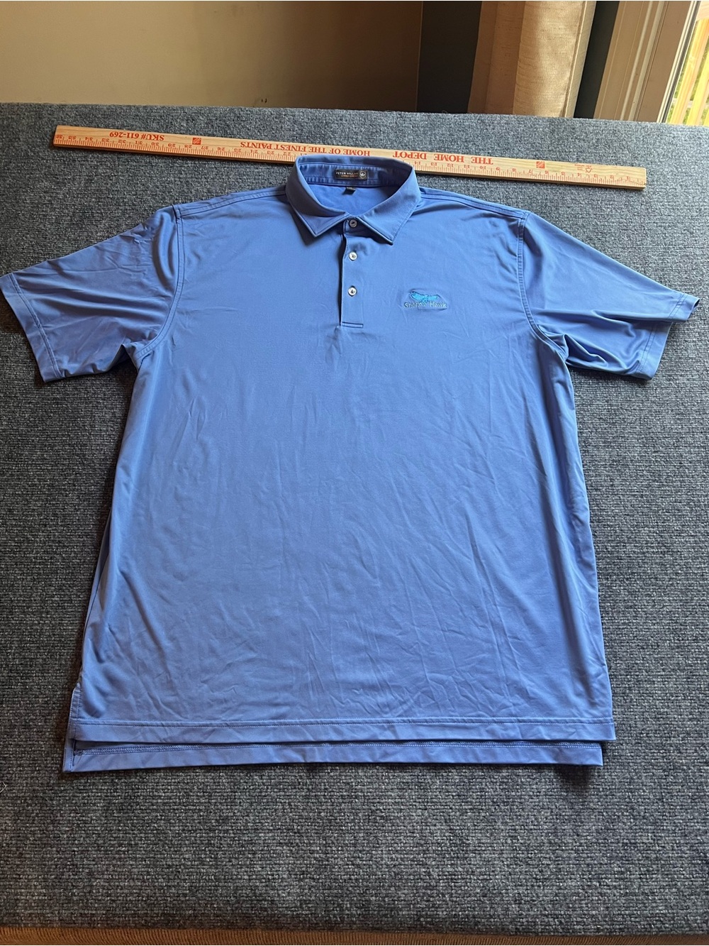 Peter Millar Blue Polo with Shadow Hawk Embroidery